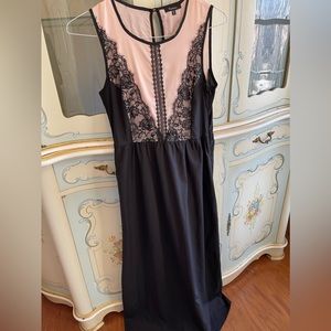 Cute maxi black dress with lace appliqué 
size M